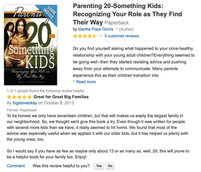 amazon reviews - web page - 1 Turnu Look Inside Parenting 20Something Kids Recognizing Your Role as They Find Their Way Paperback by Martha Pope Gorris Author 3 customer reviews Something Skids Do you find yourself asking what happened to your oncehealthy