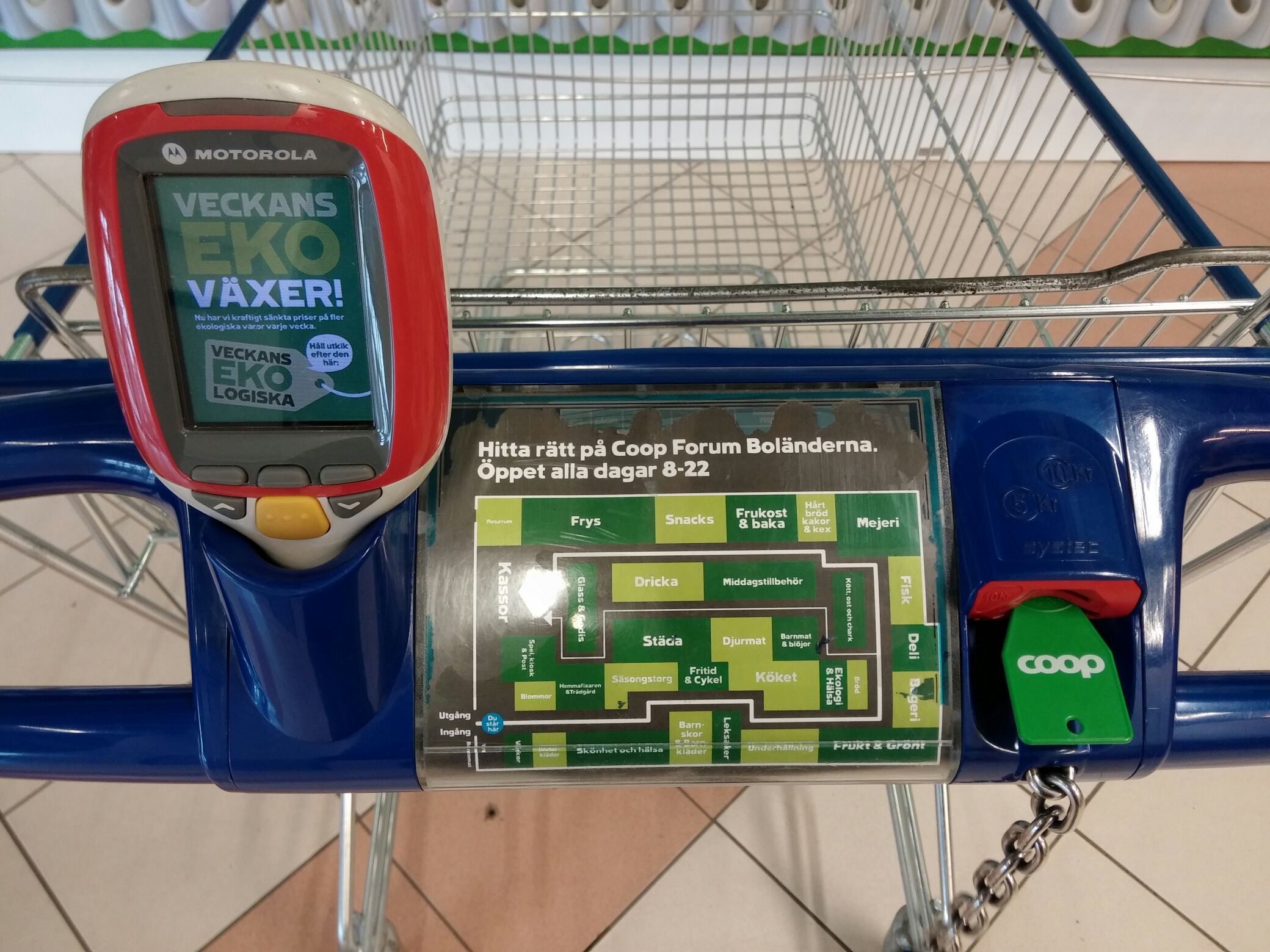 Supermarket trollies have maps on them