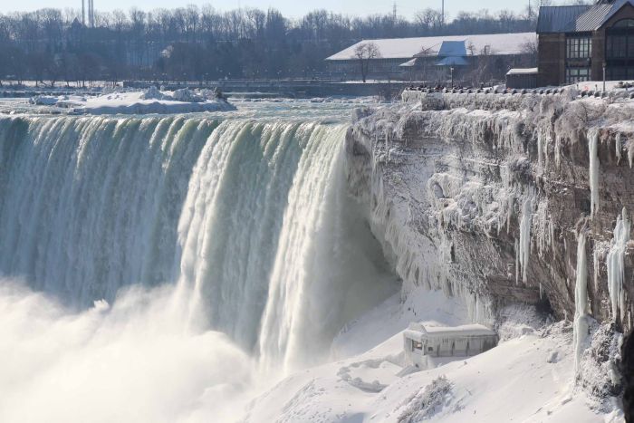 A view of Niagara Falls frozen over due to the extreme cold weather, Ontario, Canada, Jan. 9. The Polar Vortex brought record cold temperatures to United States and Canada.