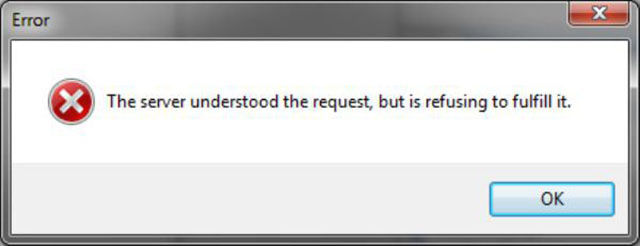 multimedia - Error The server understood the request, but is refusing to fulfill it. Ok