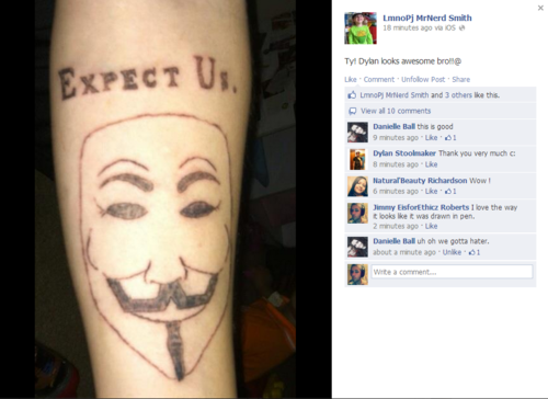 joker tattoo facebook cringe - Lmnoj MrNerd Smith 18 minutes ago v Os Expect Us Ty Dylan looks awesome bro @ Comment. Unfolow Post Lmpj Med Smith and 3 others this. 10 Daniel Ball this is good 2 minutes 200 1 Dylan Stoolmaker Thank you very much 8 minutes