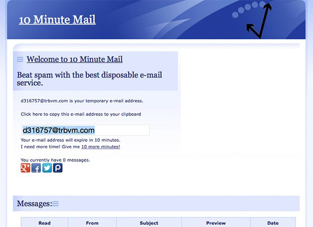 <a href="http://10minutemail.com/10MinuteMail/index.html" target="_blank">10 Minute MailI</a> - If you need a disposable email, this site provides you a temporary address that will self destruct in 10 minutes.