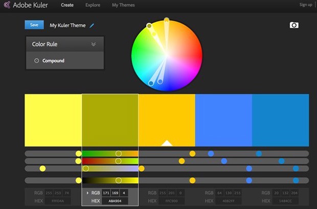 <a href="https://color.adobe.com/" target="_blank">Adobe Kuler</a> - Directly from Adobe, the smartest way to find the best color combinations.