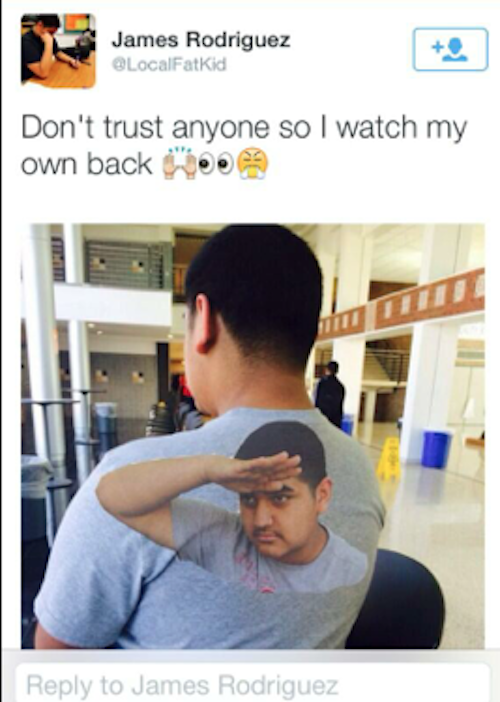 watch my own back meme - James Rodriguez LocalFatkid Don't trust anyone so I watch my own back Woo to James Rodriguez