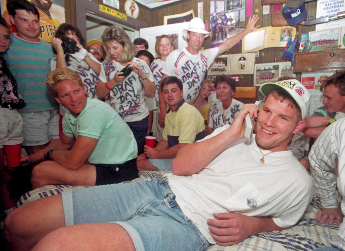 Brett Favre getting the call on draft day, 1991