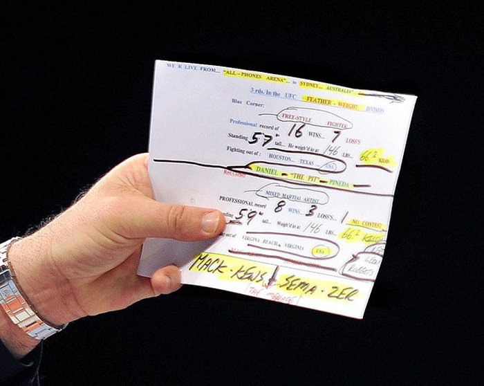 This Is What UFC Announcer Bruce Buffer’s Notes Look Like