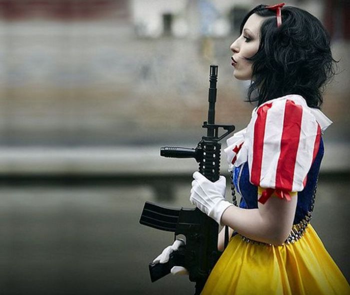 snow white with a gun