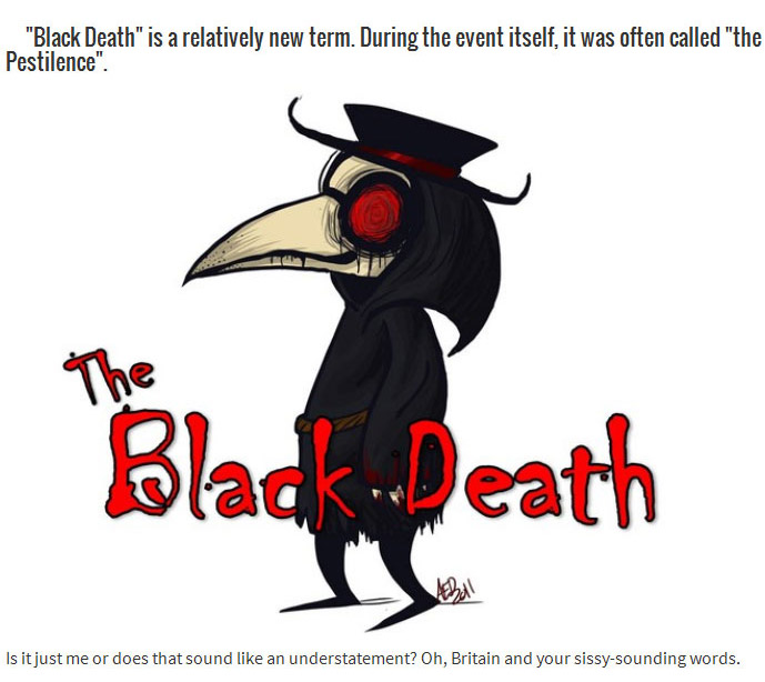 black death words - "Black Death" is a relatively new term. During the event itself, it was often called "the Pestilence". Black Death Is it just me or does that sound an understatement? Oh, Britain and your sissysounding words.
