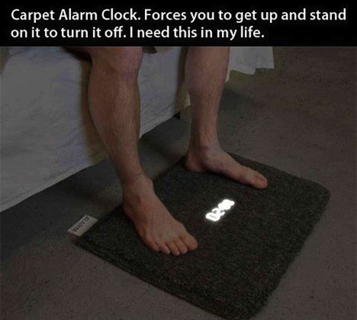 cool product carpet alarm clock - Carpet Alarm Clock. Forces you to get up and stand on it to turn it off. I need this in my life.