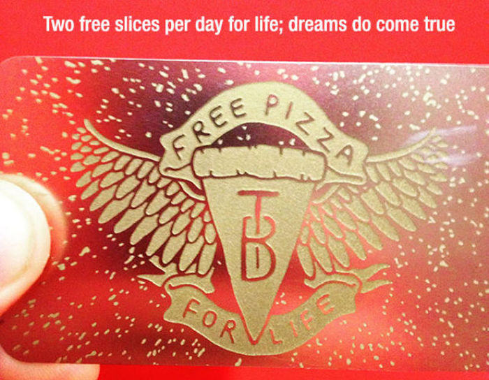 illustration - Two free slices per day for life; dreams do come true Oizza Ree Fo
