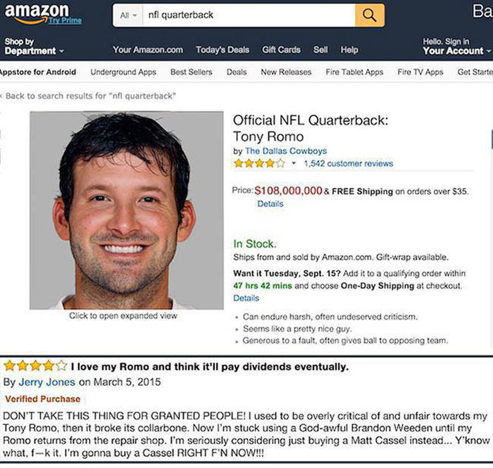NFL Quarterbacks on Amazon