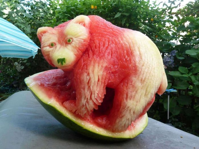 watermelon bear carving