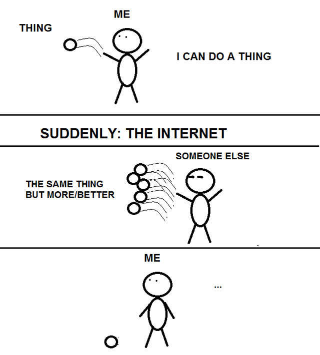 cartoon - Me Thing I Can Do A Thing Suddenly The Internet Someone Else The Same Thing But MoreBetter Me