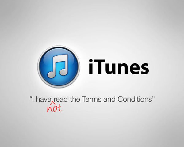 honest brand slogans - iTunes "I have read the Terms and Conditions" not