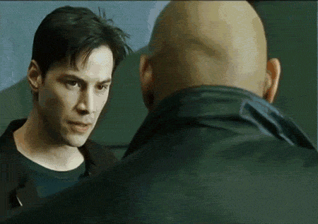 Matrix gif combined with someone jumping off roof and falling into trash