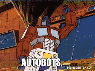 GIF of transformers combined with cat rolling out