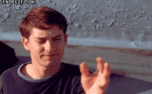 Spiderman combined GIF of webbing a person peeing in public