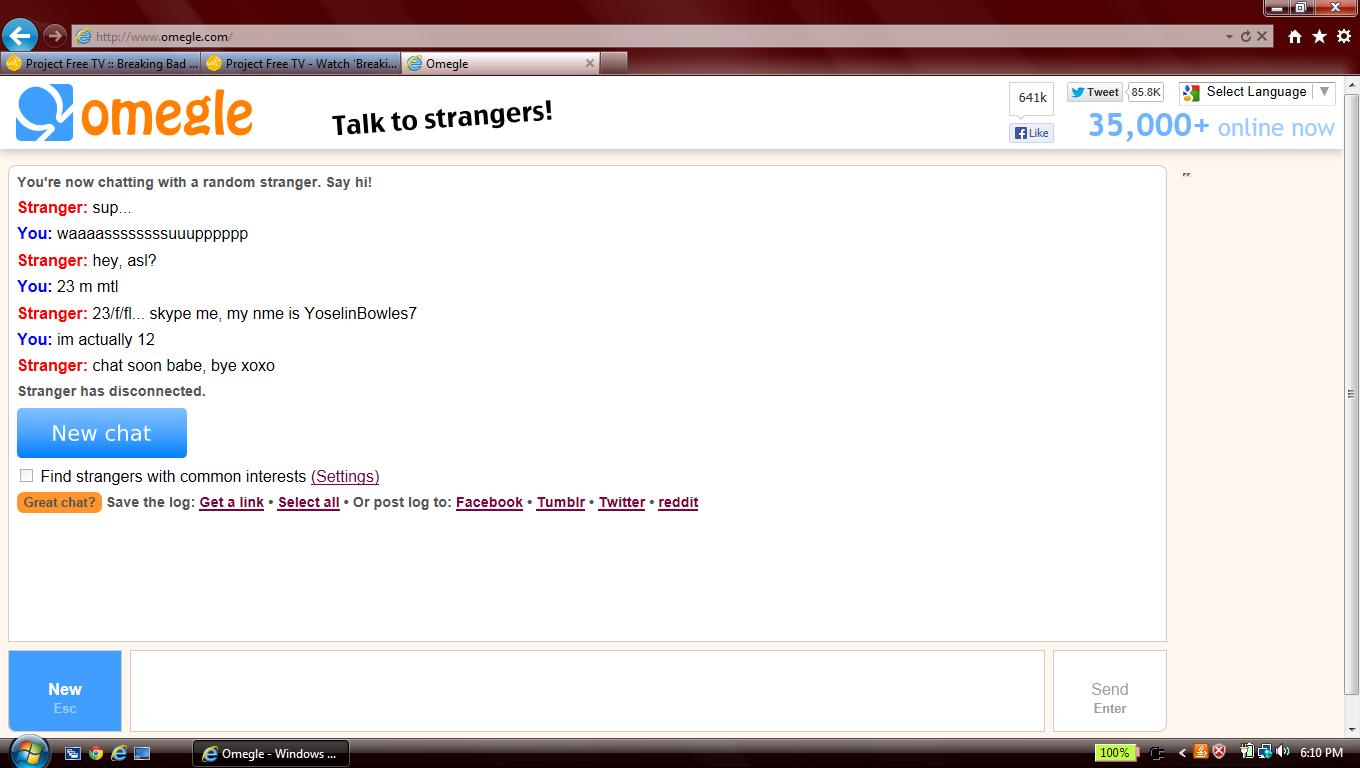 bored and on omegle... but look at whats it come to....