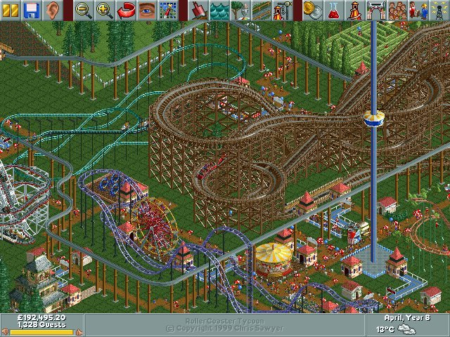 Rollercoaster Tycoon.  The wife and I would have both PCs up playing this game.  No wonder the house never got cleaned :D