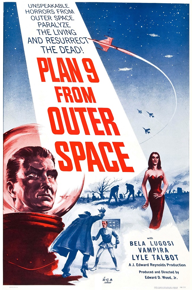 Plan 9 from Outer Space hits the movie theaters.  Always voted amongst the worst movies EVER.