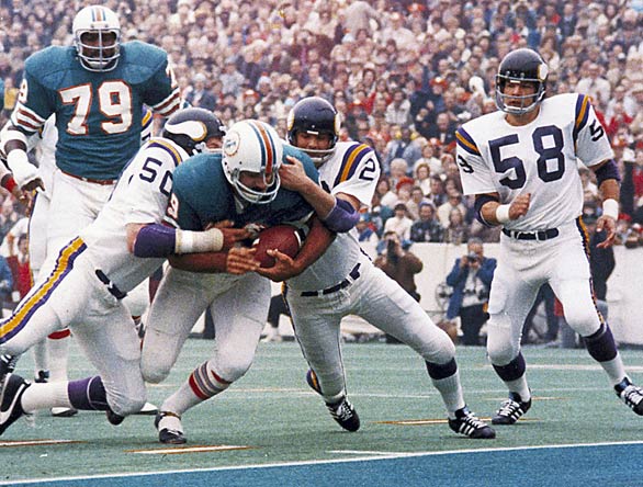 Jan 13th  Super Bowl VIII Miami Dolphins beat Minnesota Vikings, 24 7 in Houston Super Bowl MVP Larry Csonka, Miami, RB
