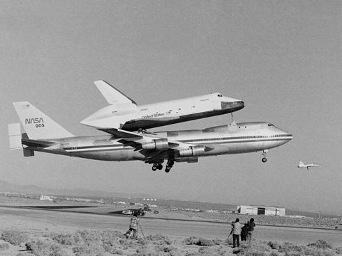 Feb 18th - Space Shuttle mounted above a Boeing 747 goes on it's maiden flight.