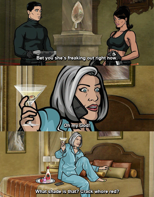 Archer.  One of the best shows on TV now that Breaking Bad is over.