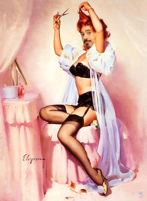 Robert Downey Jr as a pin up girl...