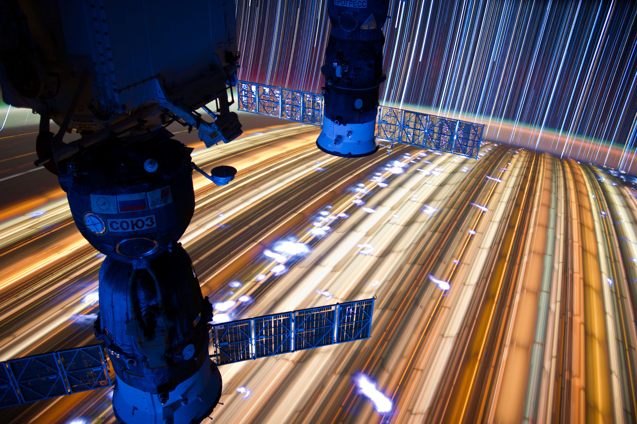 Time lapse photo from the ISS