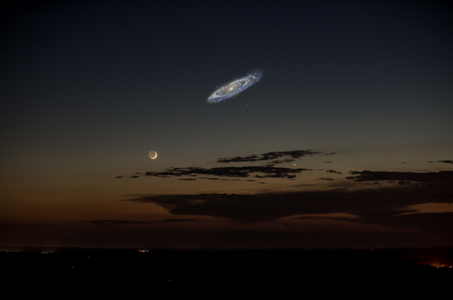 If the Andromeda Galaxy was bright enough, it would appear like this in our sky.