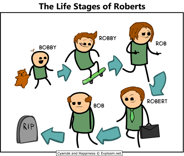 life stages of robert - The Life Stages of Roberts Robby Rob , Bobby Robert Cyanide and Happiness Explosm.net