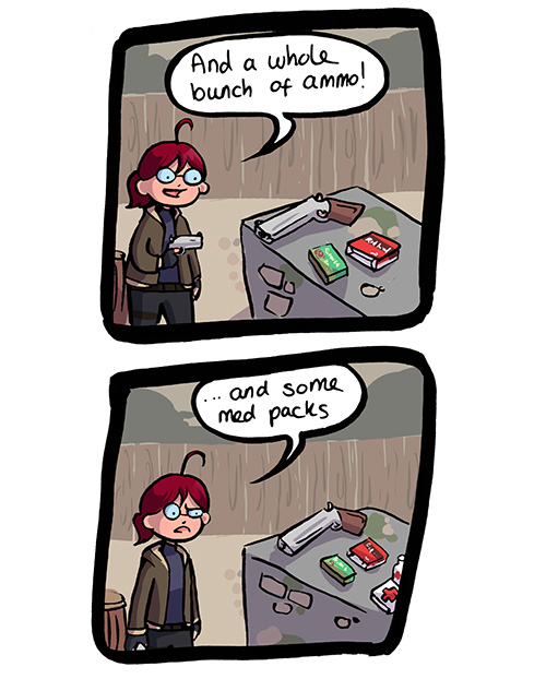 cute video game comics - And a whole bunch of ammo! ... and some med packs