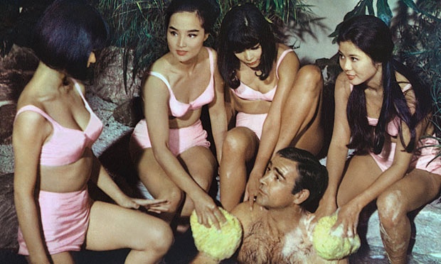 Sean Connery with several ladies in a hot tub in the movie "You only Live Twice."