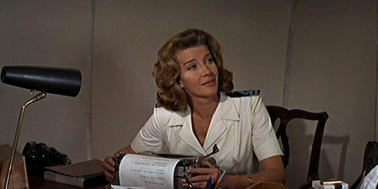 Lois Maxwell as Miss Moneypenny.  Poor Miss Moneypenny tried to woo James in very movie and was rejected each time.