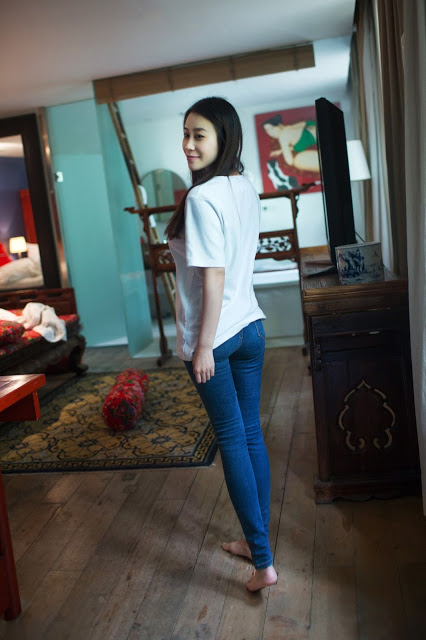 asian woman jeans