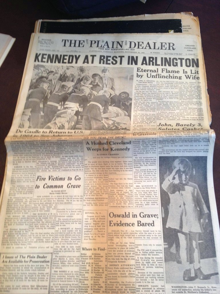 newspaper - The Plain Dealer Kennedy At Rest In Arlington Tour Best Newspaper All Day Greater Cleveland Pinal Eternal Flame Is Lit by Unflinching Wife John, Barely 3, De Gaulle to Return to U.S. Saletes Cases to Graveside n te Crud Your Ne Drum Dec A Hush