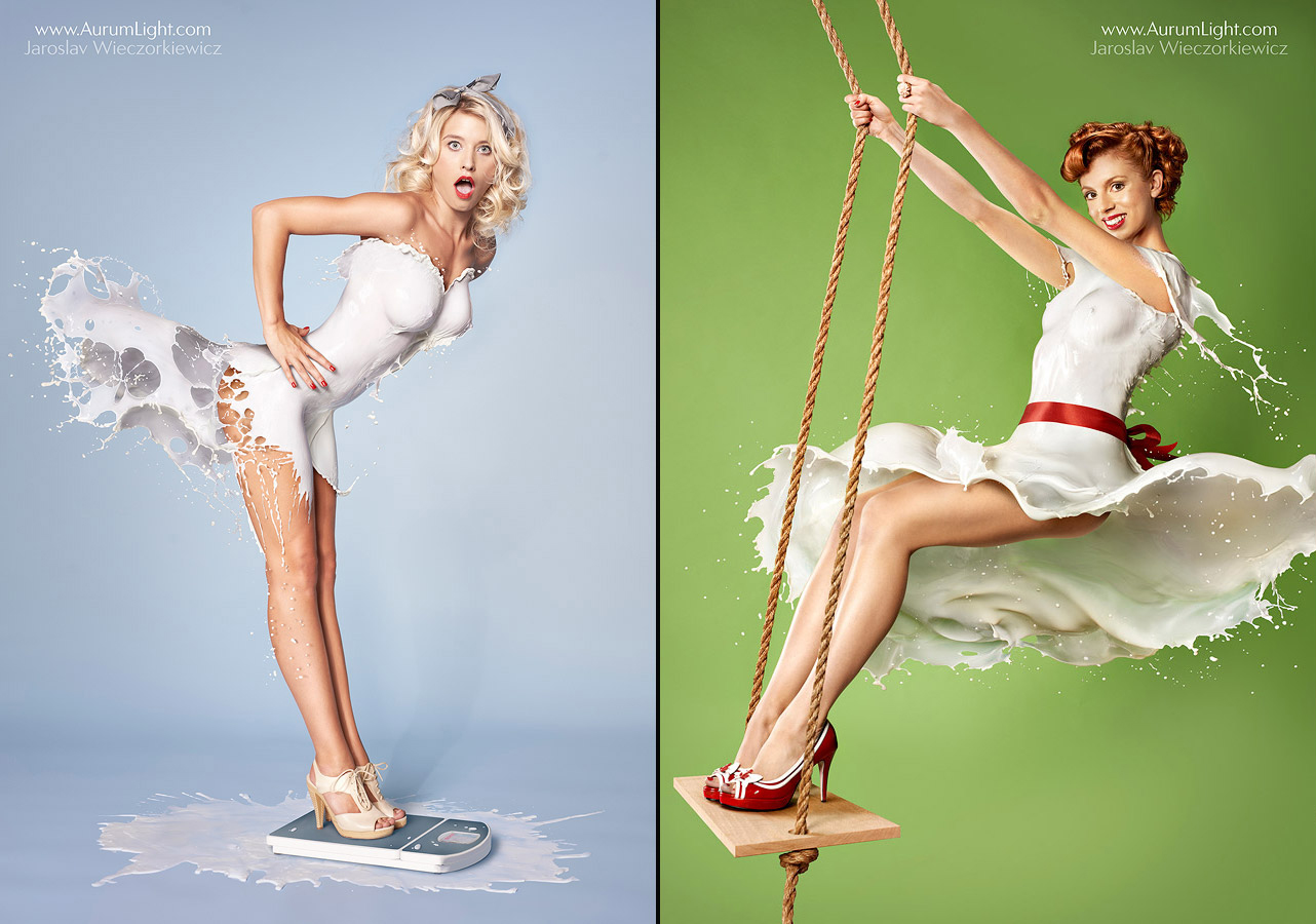 40'S PINUP PHOTOS WITH MODELS WEARING MILK