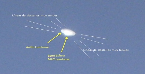 -lines of very faint flashes light ring semi bright field lines of very faint flashes- The technicians do not want to be identified. The photographer held the photos for a few months and eventually showed the chief engineer of the mine who passed them to the Chilean government.