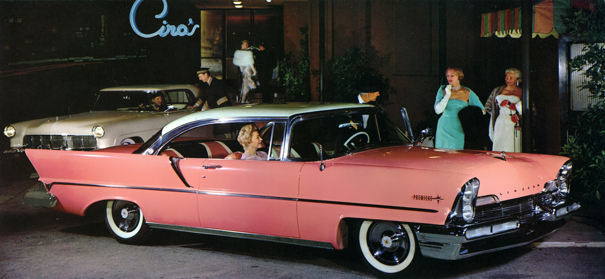 1957 Lincoln Premiere in Starmist White over Flamingo