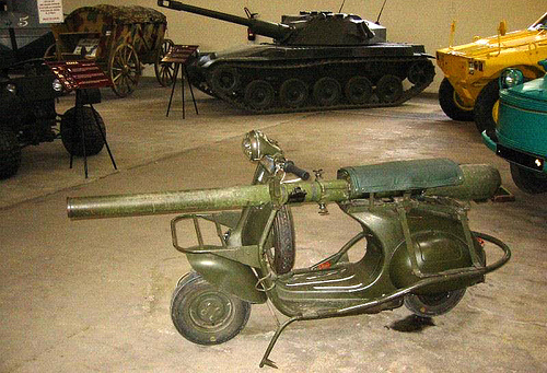 Post WWII French scooter armed with a 75mm cannon!