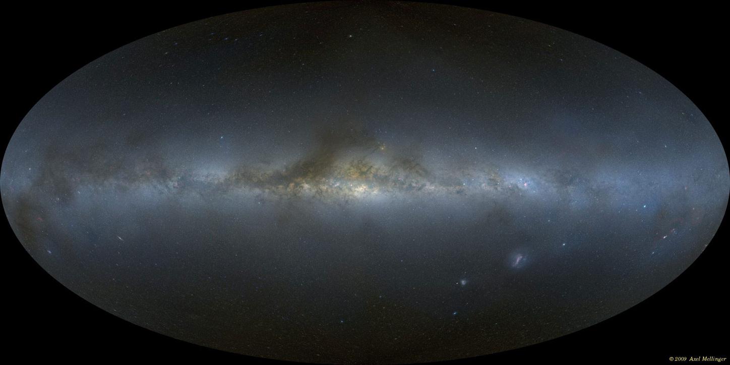 Physicist Axel Mellinger spent nearly two years traveling 26,000 miles across South Africa, Texas and Michigan to cobble together a stunning 648 megapixel panorama of the Milky Way as seen from Earth, using 3,000 individual photographs. It even shows stars that are 1,000 times too faint to be seen by the human eye, so this is a Milky Way like you'v