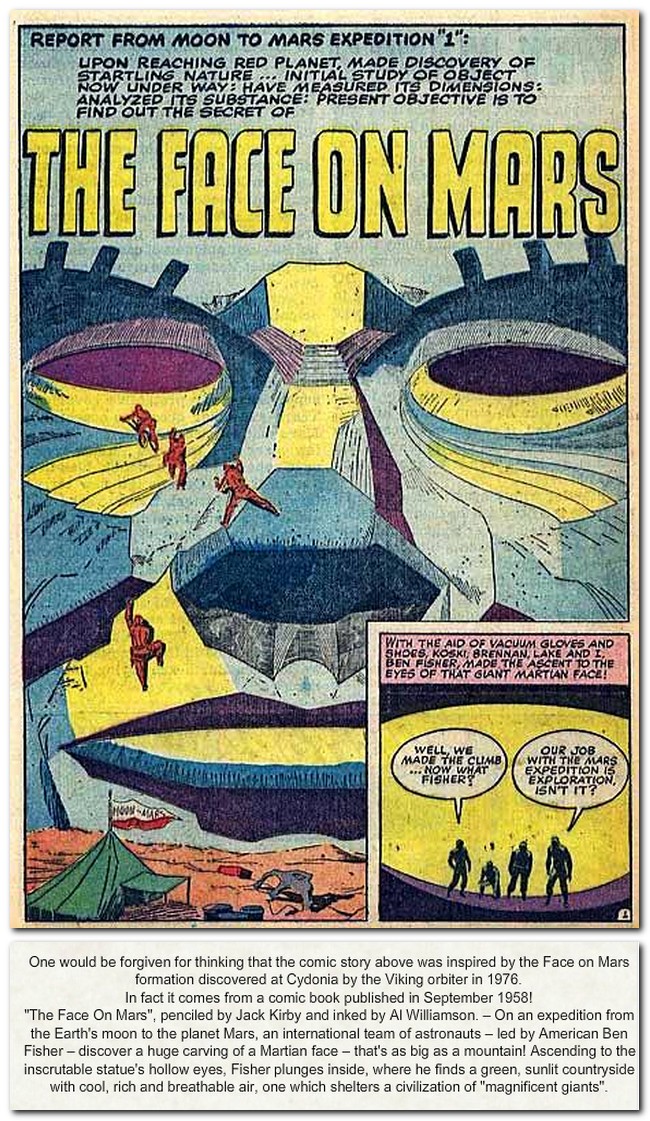 The face on Mars was featured in a 1958 comic book