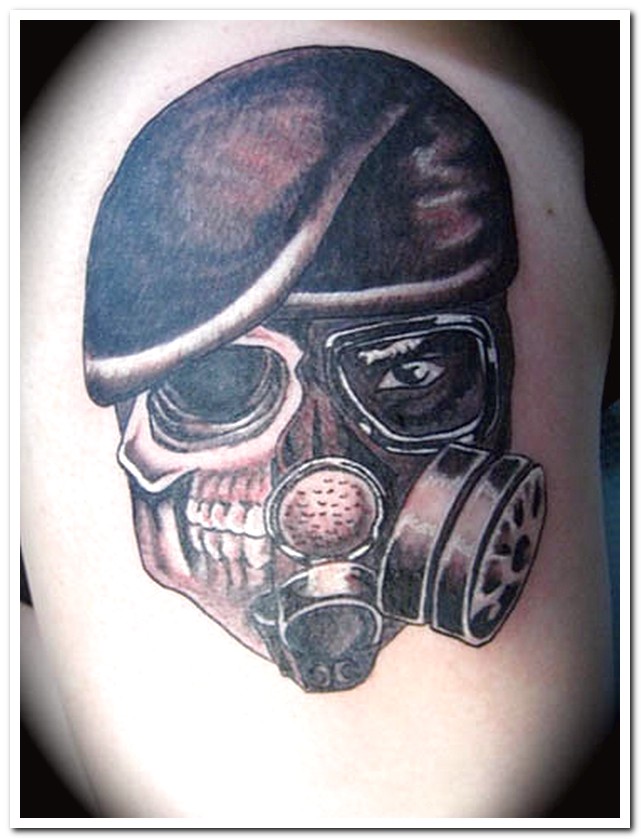 police gas mask tattoo