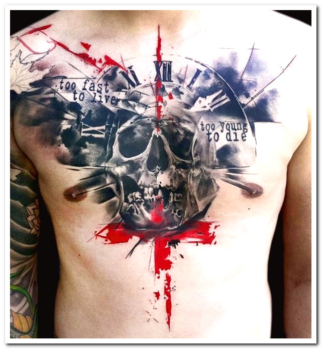 trash polka skull tattoo - too Ias Oliver