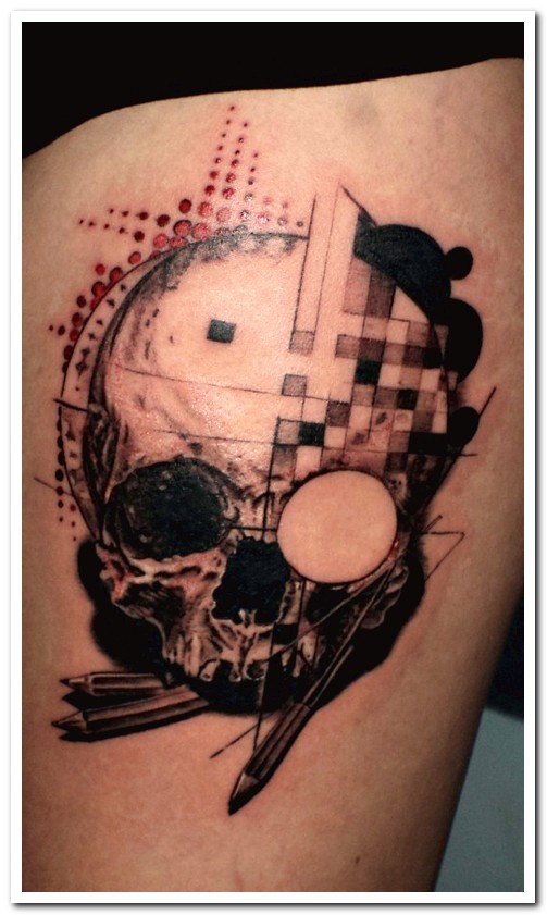 skull tattoo splatter