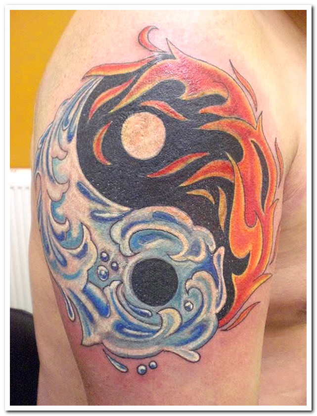 fire and water yin and yang tattoo.