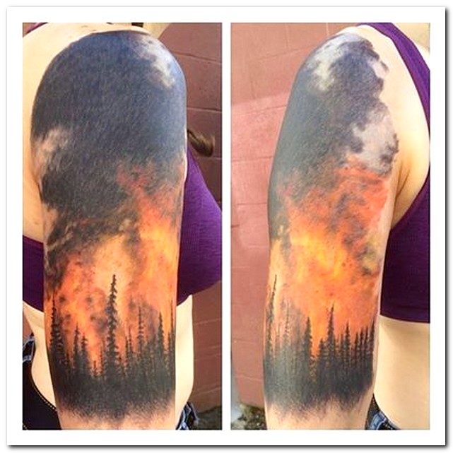 fire forest tattoo