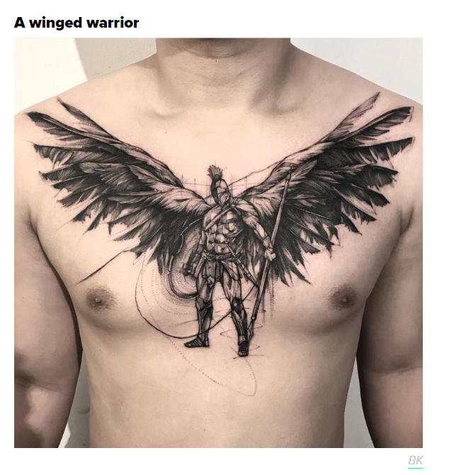 warrior wings tattoo - A winged warrior