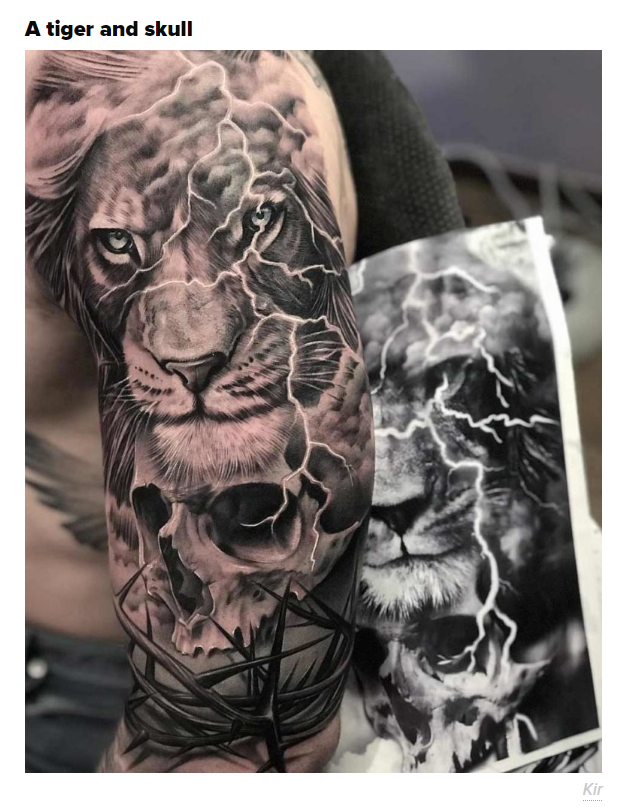 epic tattoos - A tiger and skull