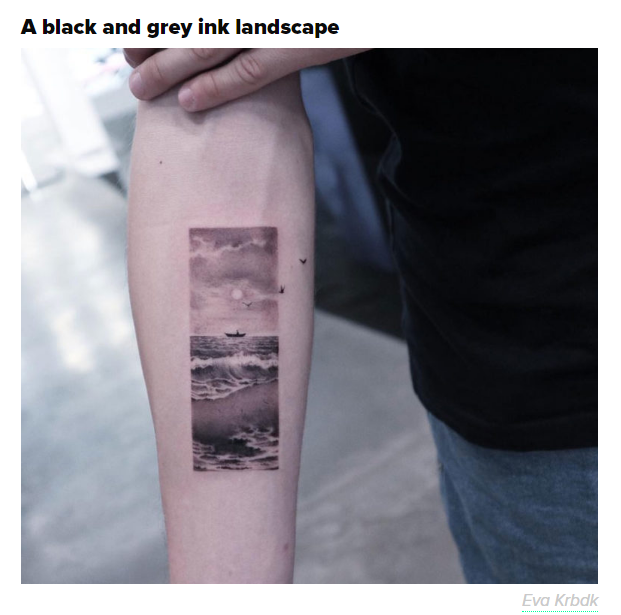 temporary tattoo - A black and grey ink landscape Eva Krbdk